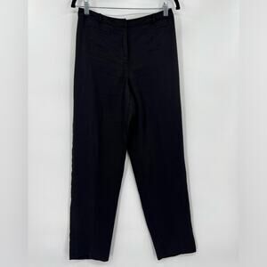 Talbots 100% Irish Linen Pants Trousers Solid Black Pockets Lined Belt Loops 4